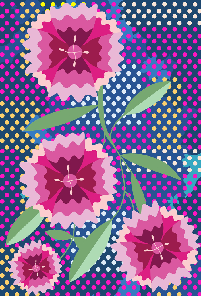 Pink Dianthus superstar with a patterned background